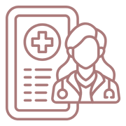 Telemedicine line icon of telemedicine visit with female practitioner